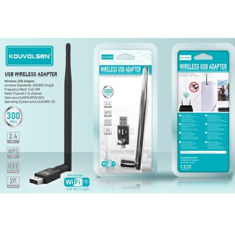 Adaptor USB 2 antenna WIFI 2.4MHZ KOS-12046 AC 150MBPS Box