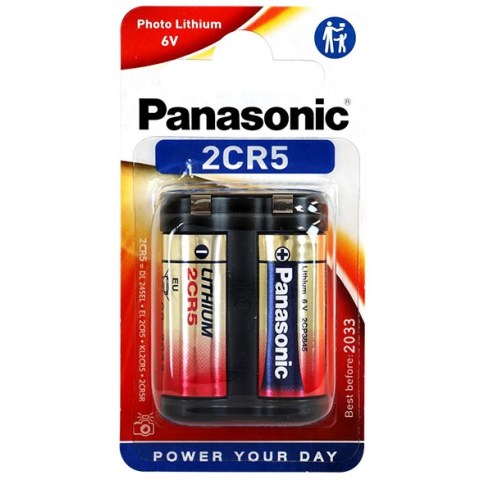 Battery Panasonic 2CR5 DL245, EL2CR5, KL2CR Photo Lion 6 Volt type 2CR5M Blister