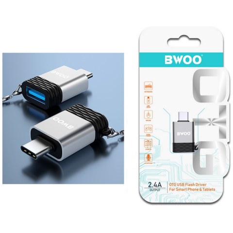 Μετατροπέας Adapter BWOO BZ-35 OTG 2.4A USB A - USB-C TYPE Gray Flash Drive Smartphone / Tablet Blister
