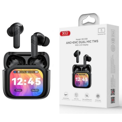 Ασύρματο ακουστικό Bluetooth XO X50 TWS Black με οθόνη LCD σε μαυρο χρωμα Box