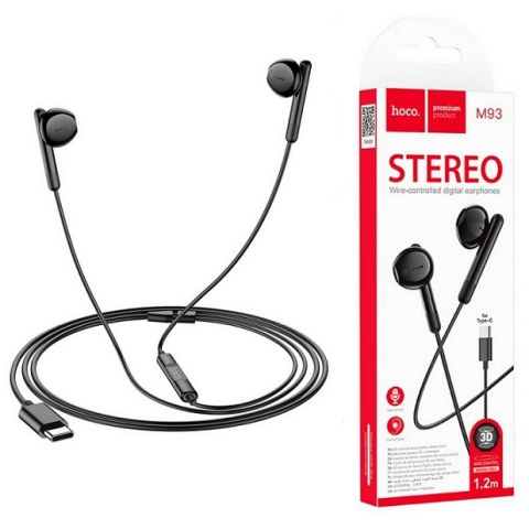 Ακουστικά handsfree με καλώδιο stereo Hoco M93, Black USB-C 1M Box
