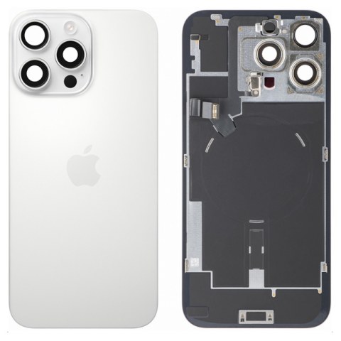 Original Battery Cover Back Glass for Apple iPhone 16 Pro Max, White Titanium, Pulled (Grade A)