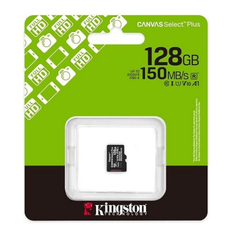 Κάρτα μνήμης Kingston memory card 128GB microSDXC Canvas Select Plus cl. 10 UHS-I 150 MB/s with Adapter Blister
