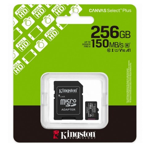 Κάρτα μνήμης microSDXC Kingston 256GB (SDCS3/256GB) C10 150MBS / V10 A1 Canvas Select Plus (SD Adapter Included) Blister
