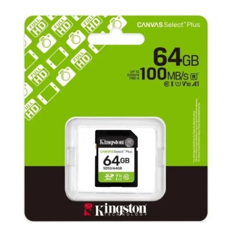 Κάρτα μνήμης KINGSTON Memory Card Kingston Canvas Select Plus, 64Gb, Class 10 SDS3/64GB Blister