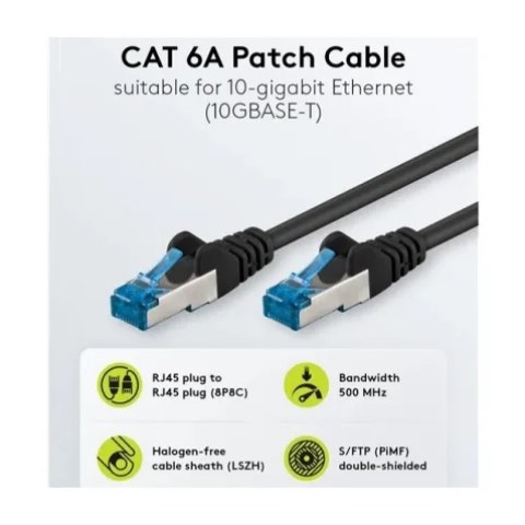 Καλώδιο δικτύου Goobay 93706, CAT 6A S/FTP (PiMF) 500MHz, Copper, RJ45 Black UTP 20M Blister