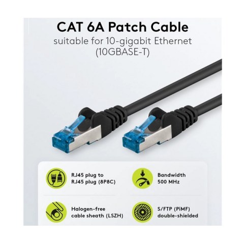 Καλώδιο δικτύου Goobay 93706, CAT 6A 10m S/FTP (PiMF) , 500MHz, Copper, RJ45 Black UTP Blister