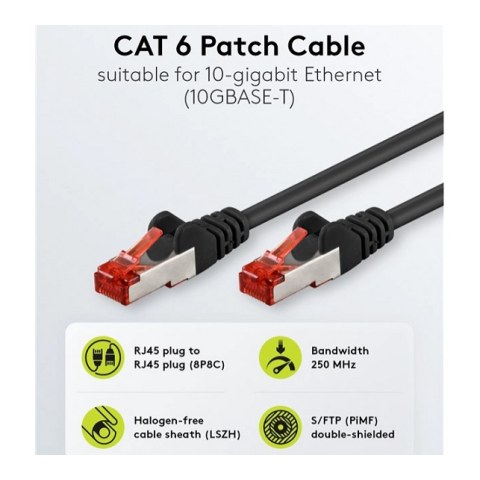 Cable network Goobay 68967, CAT 6 20m S/FTP (PiMF) , 250MHz, Copper, RJ45 Black UTP Blister