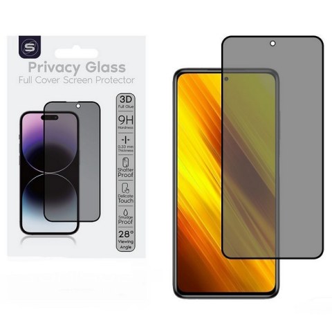 Tempered glass XIAOMI POCO X4 / X4 PRO PRIVACY Full Glue Glass 5D NOTE 9S / NOTE 10 PRO / NOTE 11 PRO / NOTE 12 PRO / NOTE 13 / NOTE 14 Blister