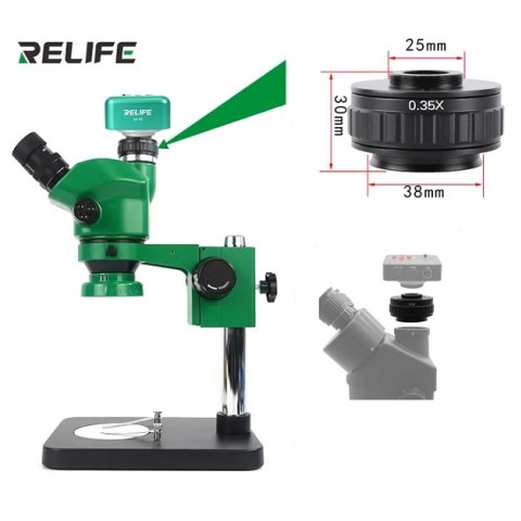 Relife CTV Camera Adaptor lens Microscope M28 0.35X Black C mount 25mm For Trinocular Stereo Microscope Camera 38MM Interface 38mm Increased Field Of Vision