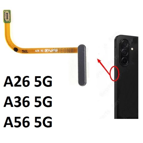 Καλωδιοταινία flex cable Samsung Galaxy A26 5G A266 / A36 5G A366 / A56 5G A556 Fingerprint Power on/off button Black σε μαύρο χρώμα OEM Blister