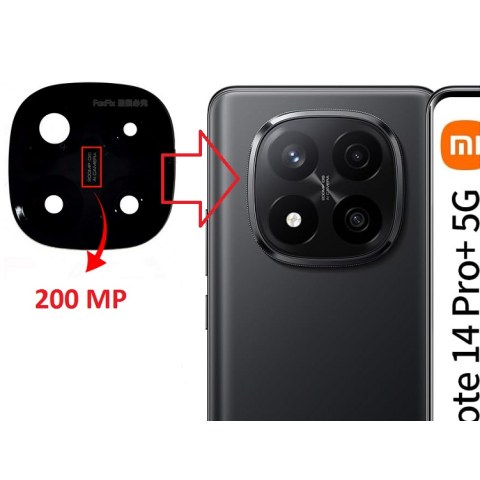Τζαμάκι πίσω κάμερας Xiaomi Redmi Note 14 PRO PLUS 5G (24115RA8EG) Back camera 200MP glass OEM GLOBAL EDITION Blister