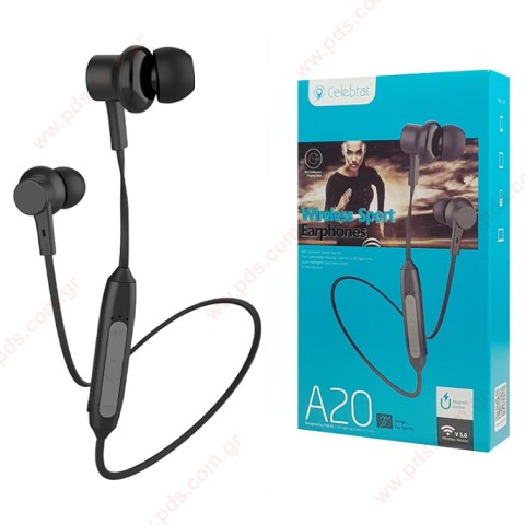 Ασύρματα ακουστικό Bluetooth Hands Free Celebrat A20-BK Magnet clip Μαύρο Box