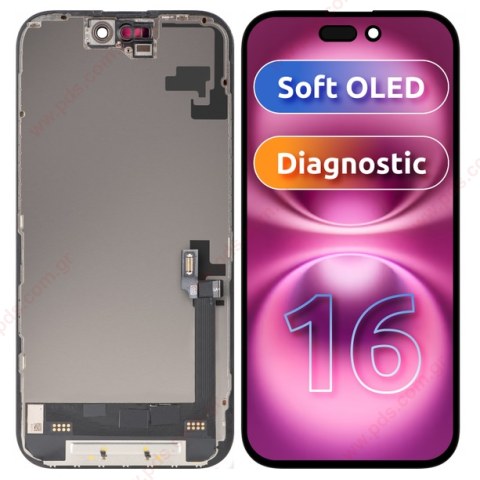 Οθόνη σετ LCD iPhone 16 6.1 A3287 Display SOFT OLED Diagnosable NO WARNING MESSAGES with frame and parts Box
