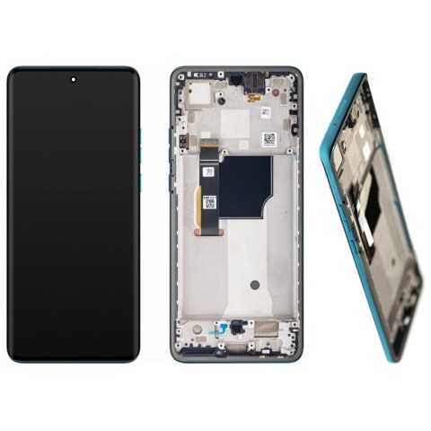 Γνήσια οθόνη Motorola Edge 40 Neo (XT-2307-1) Blue Petrol Caneel Bay W/Frame LCD Display P-OLED Touch Screen Digitizer σε μπλέ χρώμα ORIGINAL (ΕΞΑΝΤΛΗΘΗΚΑΝ)