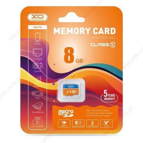 Κάρτα μνήμης XO MicroSDHC 8GB Class 10 Transflash Blister