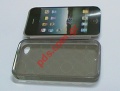 Transparent hard plastic case for Apple iPhone 4G in black color