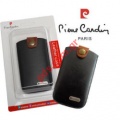Leather case Pierre Cardin slim S size black pouch whith streak