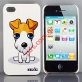 Back plastic case white for Apple iPhone 4G whith dog photo