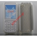 Transparent hard plastic case for Nokia C3-01  TRN White cyrcle