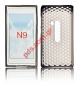 Transparent hard plastic case TPU for Nokia N9-00 in smoked black diamond style