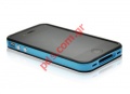 Apple iPhone 4G, 4S Bumper Style Case in Clear Transparent Black in blue