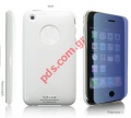 Back cover case for Apple iPhone 3G, 3GS in white color with film protective film