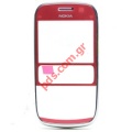 Original front cover Nokia Asha 302 with display glass Plum Red color