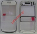 Original front cover Nokia Asha 302 with display glass in white color