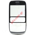 Original front cover Nokia Asha 302 with display glass in Dark Grey color