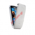 Original leather case Nokia Lumia 610 CP-574 flip open style White in blister