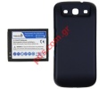 High Capacity Trendy 8 Battery Kit Li-Ion 3300mA for Galaxy S3 Black blue.