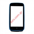 Original housing Nokia Lumia 610 Frontcover + Touch Unit in Cyan (Blue) color.