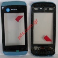 Original housing Nokia Asha 305, 306 A Cover with touch window Digitazer in Blue color 