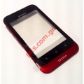 Original housing front cover Sony Tipo ST21i with Digitazer touch screen in Red color