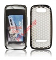 Transparent hard plastic case for Nokia Asha 305, 306 TRN Black cyrcle