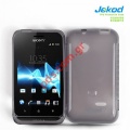 Case pouch TPU Jekod Sony Xperia Tipo ST21i Black transparent (blister).