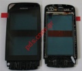 Original housing Nokia Asha 311 A Cover with touch window Digitazer in Blue color