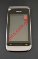 Original housing Nokia Asha 308, Asha 309 A Cover with touch window Digitazer in white color