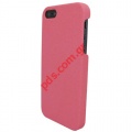 Back hard case Apple iPhone 5 special finishing grain in Pink color