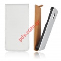 Leather Case Slim flip case open for Apple iPhone 5 White