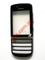 Original front cover set Nokia Asha 300 Grey with Glass and digitazer Black