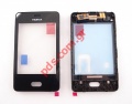 Housing (OEM) Nokia Asha 501 Frontcover + Touch Unit black.