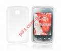 Transparent hard plastic silicon case for LG Optimus L3 E400 in clear  white color 