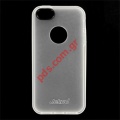 Transparent hard plastic silicon TPU case Apple iPhone 5 White color with frame.