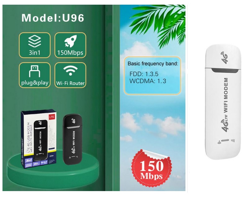 Mobile Router USB ML0700 LTE 4G  internet, WiFi White BOX ()