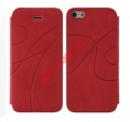 Case flip Book Skin iPhone 5, 5s, 5c Red color