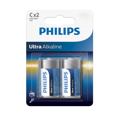   Philips LR14E2B  1,5 Volt,  2 Blister ( LR14 Size C Baby). 