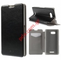 Case flip book wallet stand Black Sony Xperia E4G E2003, E2006, E2033, E2043, E2053 Bulk