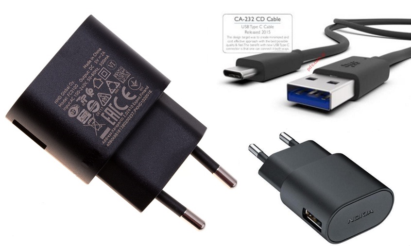 Original fast travel charger Microsoft AC-100 USB Type C (3A) with separate cable CA-232